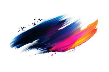 Abstract neon paint stroke, bright luminescent effect ,Isolated on transparent background