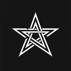 Obraz premium Modern Abstract Star Logo With White Lines on Black