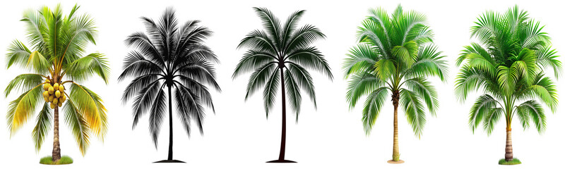 Obraz premium Tree bundle set isolated on transparent background, ideal for nature and landscaping designs