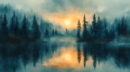 Poster 41. A forest merging with the sky in a double exposure of abstract effects, the soft transitions between natural elements forming a serene and surreal beauty of landscape and form 
