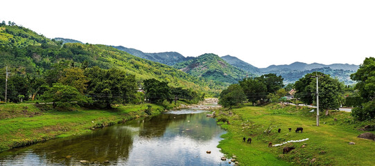 landscape with lake and mountains