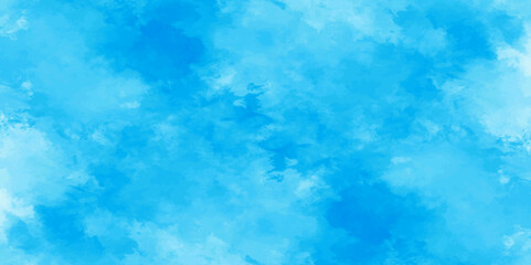 Abstract watercolor background with blue and white ink . Aquarelle painted light sky blue shades frame illustration. creative wet ink effect turquoise color watercolor background.