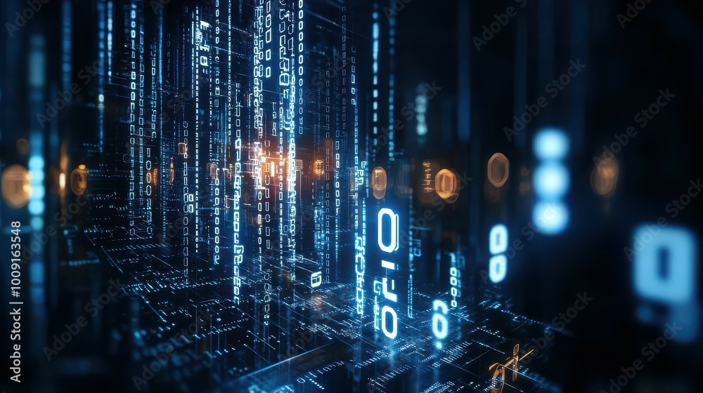 Poster abstract digital binary code background.