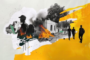 war and destruction - IA illustration collage