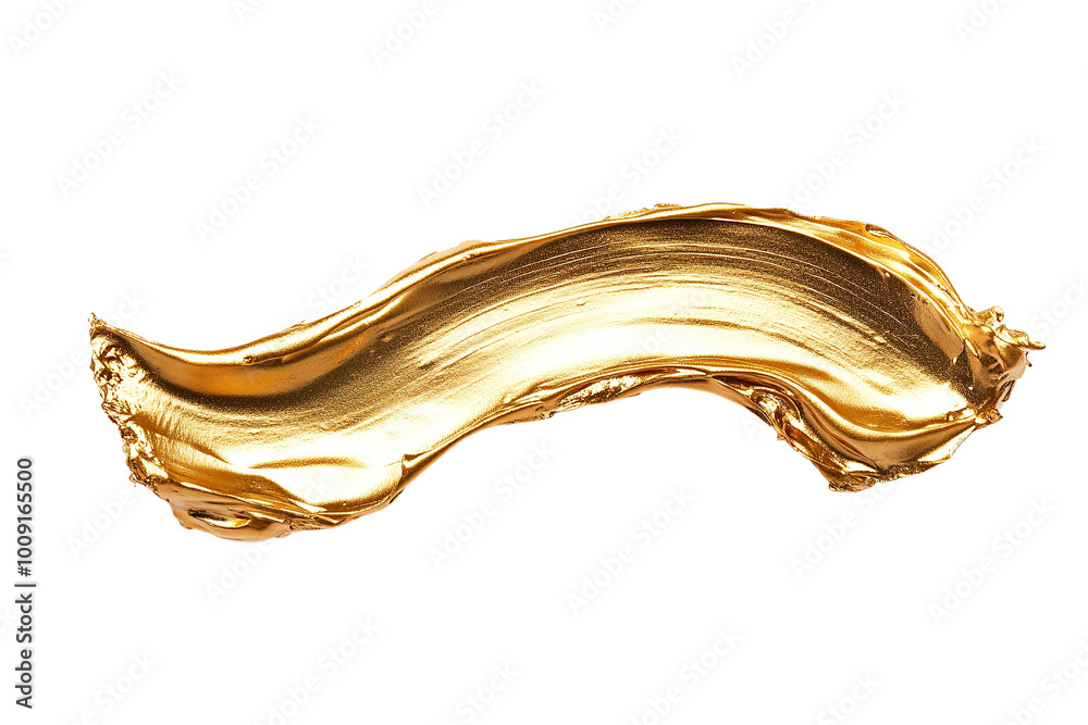 Poster abstract metallic paint stroke, glossy finish ,isolated on transparent background