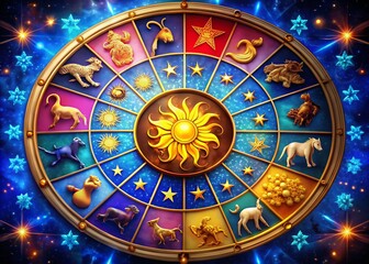 Fototapeta premium Colorful Zodiac Icons Set Representing Astrological Signs for Astrology and Horoscope Themes