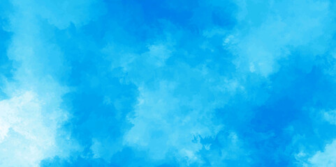 Abstract watercolor background with blue and white ink . Aquarelle painted light sky blue shades frame illustration. creative wet ink effect turquoise color watercolor background.