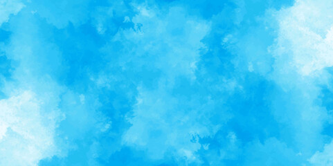 Abstract watercolor background with blue and white ink . Aquarelle painted light sky blue shades frame illustration. creative wet ink effect turquoise color watercolor background.