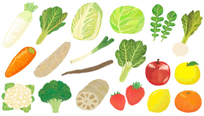 冬の食べ物イラストセット ベクター素材