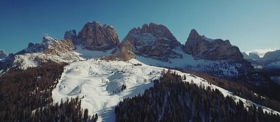 Snowy Mountain Range in Winter Wonderland