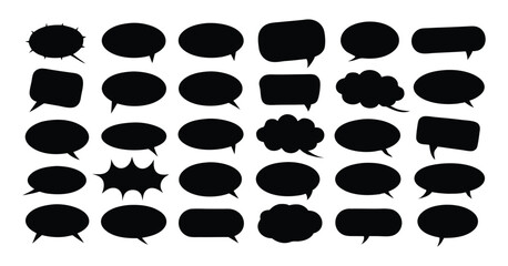 Fototapeta premium Collection of Blank Speech Bubbles, Different unique Shapes for Comics on white background