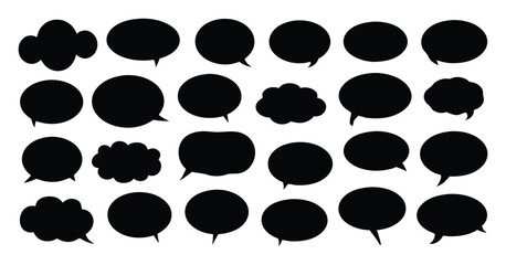 Fototapeta premium Collection of Blank Speech Bubbles, Different unique Shapes for Comics on white background