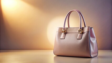 Elegant luxury handbag on pastel background with soft lighting low angle