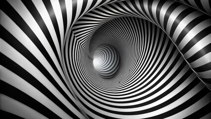 Monochrome Spiral Optical Illusion: Infinite Tunnel Effect