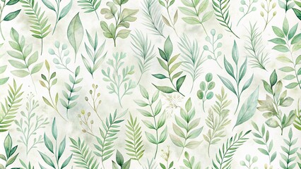 Elegant minimalist watercolor botanical patterns in soft greens