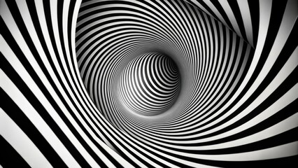 Monochrome Spiral Optical Illusion: Infinite Tunnel Effect