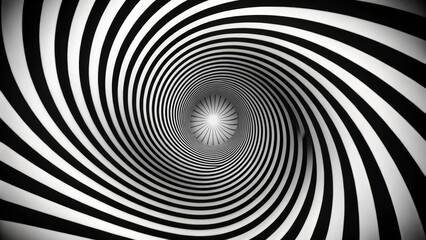 Monochrome Spiral Optical Illusion: Infinite Tunnel Effect