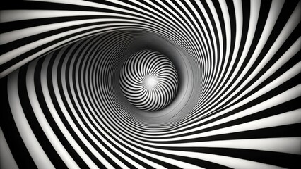 Monochrome Spiral Optical Illusion: Infinite Tunnel Effect