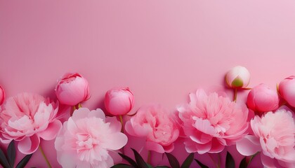 Pink background with peonies and space for text