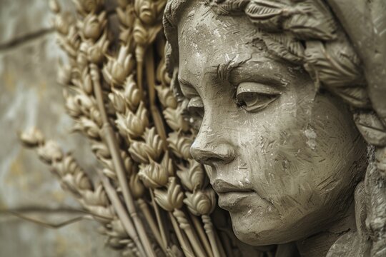 Description AlLat The goddess of fertility and the earth portrayed with a sheaf of wheat and a horn of plenty symbolizing abundance and growth