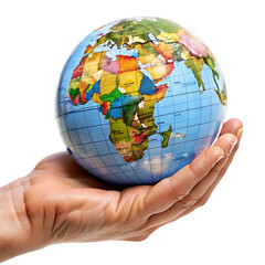 Hand Holding Globe - Symbolizing World Travel on Transparent Background
