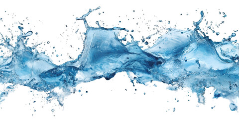 Dynamic Blue Water Splash Isolated on White