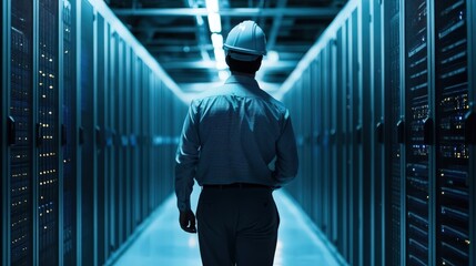 Fototapeta premium engineer working in datacenter room
