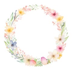 Fototapeta premium Flower easter circle border pattern plant white background.
