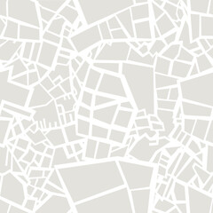 Abstract seamless pattern. Vector texture print. Monochrome design resembling a random town map.