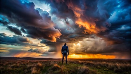 Obraz premium Dark and Brooding Landscape with Ominous Clouds and Gloomy Atmosphere Evoking a Sense of Dread