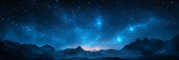 Starry Night Over Horizon, a breathtaking view of a vibrant night sky adorned with constellations, gently fading into a blurred horizon