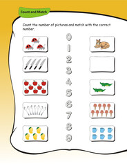 Match number with the correct pictures worksheets for kids