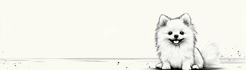 Obraz premium A cute, fluffy white dog smiles at the camera.