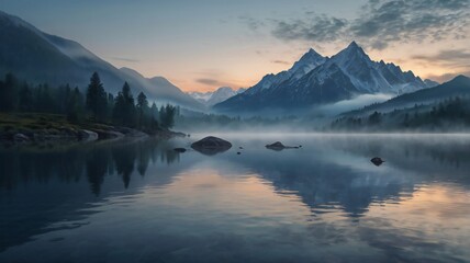 Misty morning on the lake   fog in nature  fog  forest river fog