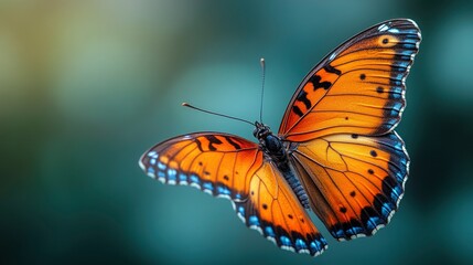 Obraz premium Vibrant Orange Butterfly in Flight
