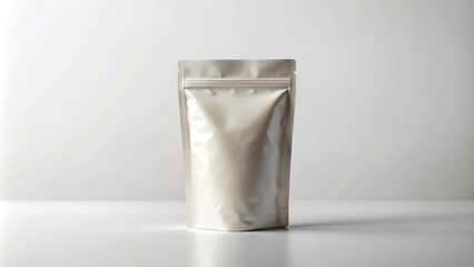 Empty pouch bag or doypack mockup isolated on white background minimalist