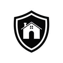 Shield with a house flat vector icon design