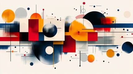 Obraz premium Colorful abstract composition featuring geometric shapes and patterns in modern art style