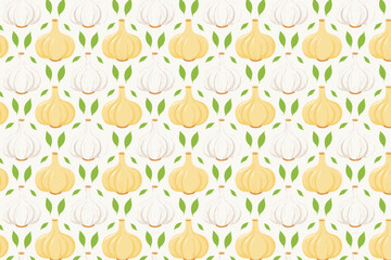 Seamless pattern with spicy garlic vector background