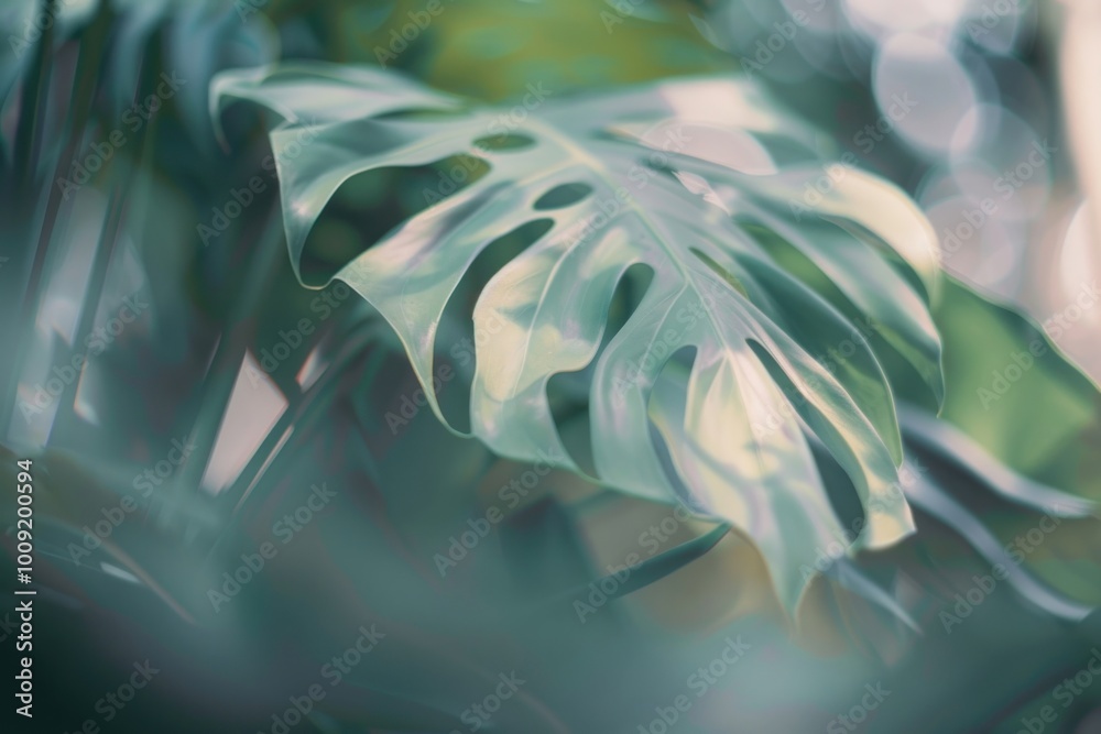 Canvas Prints Blurry tropical leaves vegetation outdoors person.