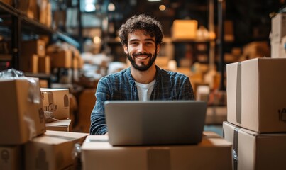 Happy entrepreneur expands online business with dropshipping, Generative AI