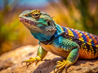 Fototapeta premium Desert Spiny Lizard in Natural Habitat Displaying Unique Scales and Color Patterns Under Sunlight