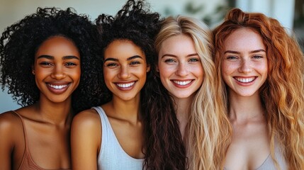 Four Diverse Women Smiling Together