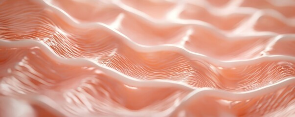 A close-up of the skins collagen matrix in the dermis, showing how the fibers are intertwined to give strength and elasticity to the skin.
