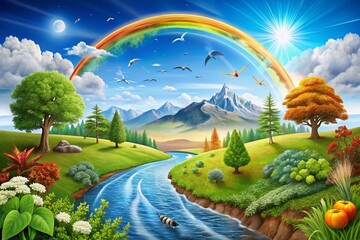 Detailed Illustration Depicting the Carbon Cycle in Nature and Its Importance to Ecosystem Balance