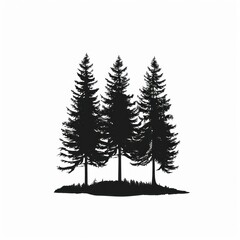 Obraz premium Pine trees silhouette illustrated chandelier.
