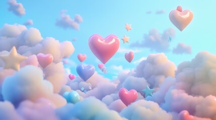 Floating Hearts in the Clouds: A Whimsical Sky Adventure