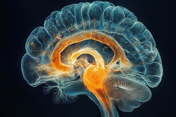 Obraz premium A detailed image of a human brain, highlighting its intricate structure.