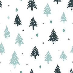 Obraz premium Seamless pattern with Christmas trees 