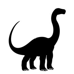 Black and white silhouette of a dinosaur. Perfect for prehistoric art, logos, and educational materials.